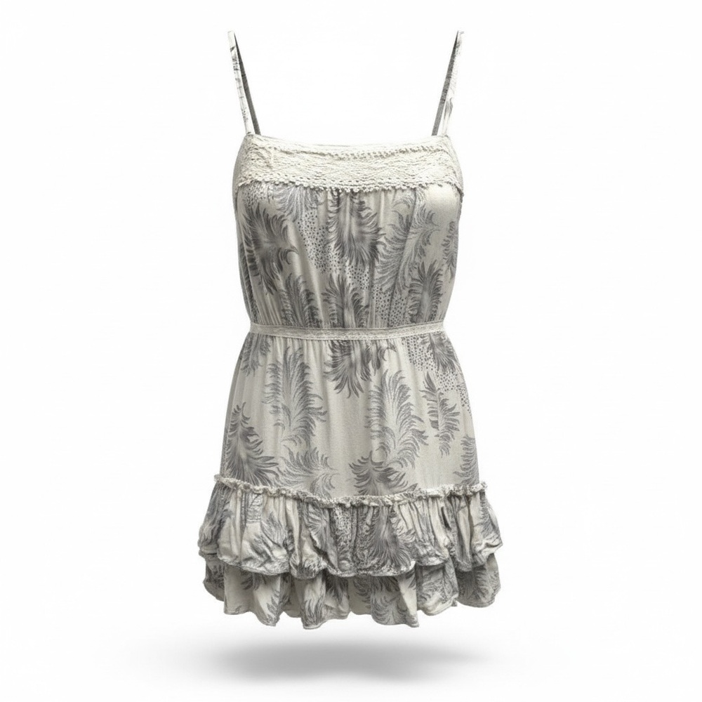 Y2K Lace Crochet Baby Doll Layered Ruffle Spaghetti Strap Tank Top XS Fairy Boho